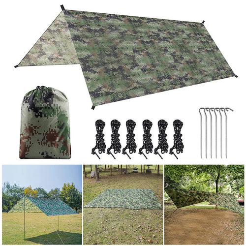 300x300cm Waterproof Camping Tarp – Outdoor Foldable Sun Shelter Canopy for Hiking, Beach, Picnic & Travel