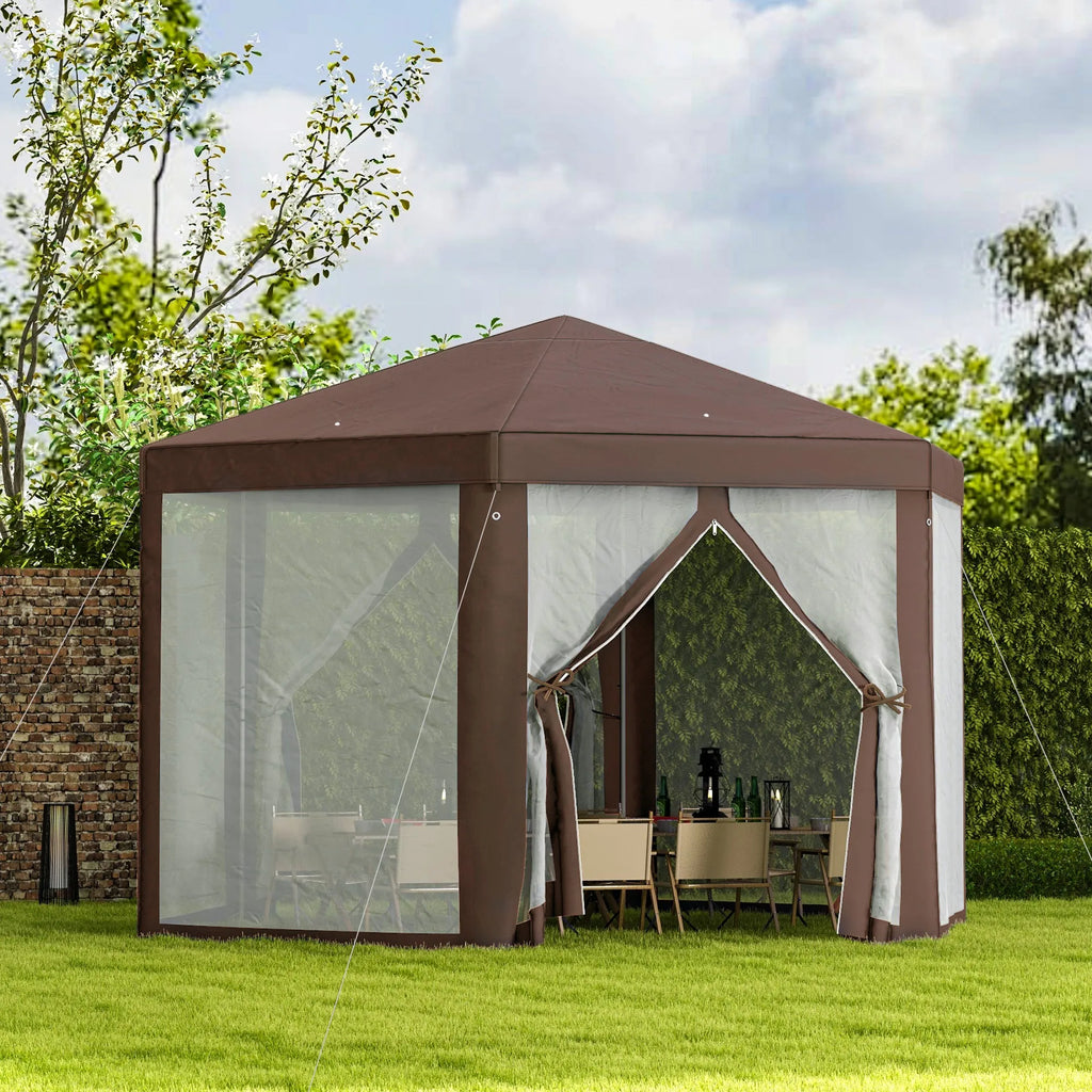 Outsunny Hexagonal Garden Gazebo Party Tent Patio Marquee Canopy