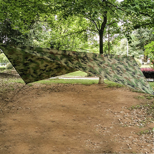 Camouflage Camping Sun Shelter – 210T Waterproof Polyester Tarp, Ultralight Foldable Awning for Outdoor Picnic & Backpacking