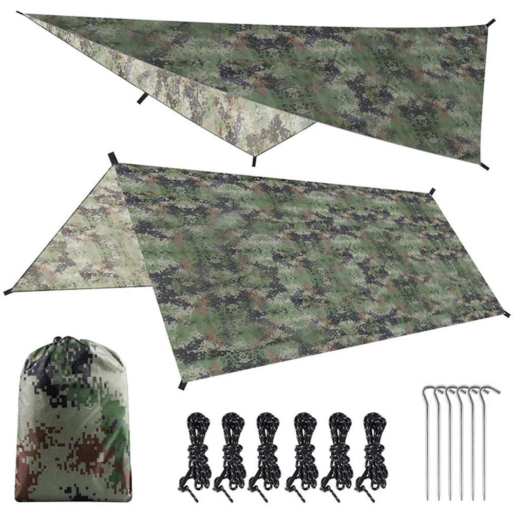 300x300cm Waterproof Camping Tarp – Outdoor Foldable Sun Shelter Canopy for Hiking, Beach, Picnic & Travel